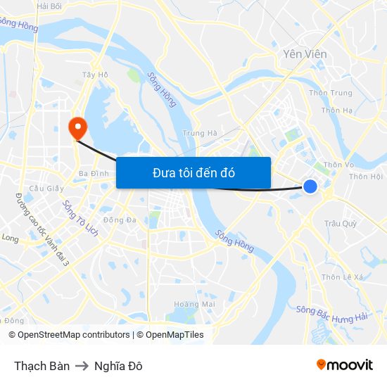 Thạch Bàn to Nghĩa Đô map