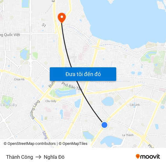 Thành Công to Nghĩa Đô map