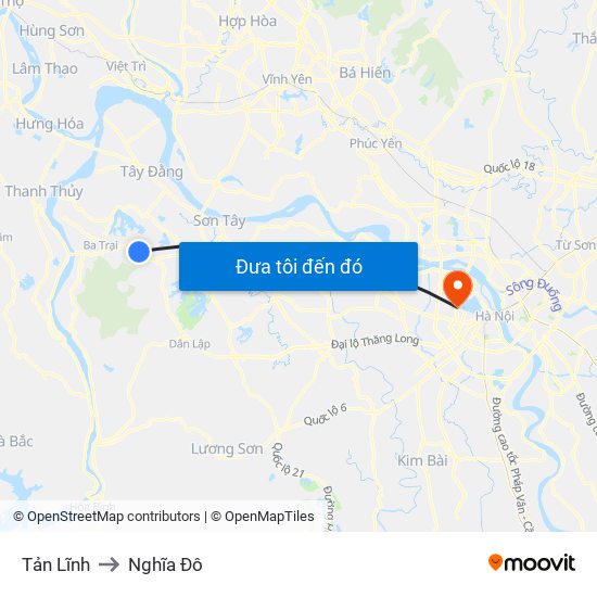 Tản Lĩnh to Nghĩa Đô map