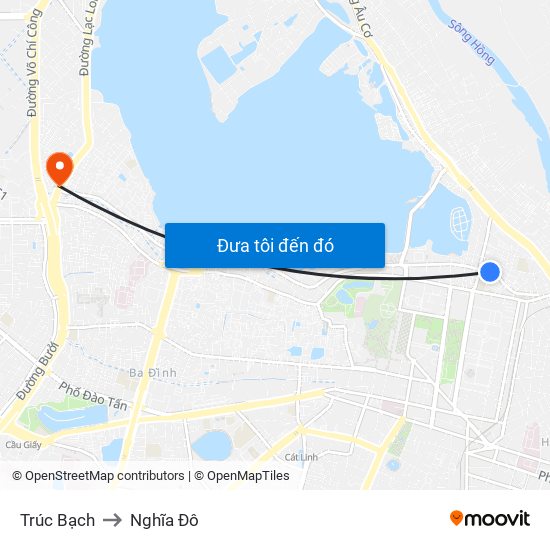 Trúc Bạch to Nghĩa Đô map