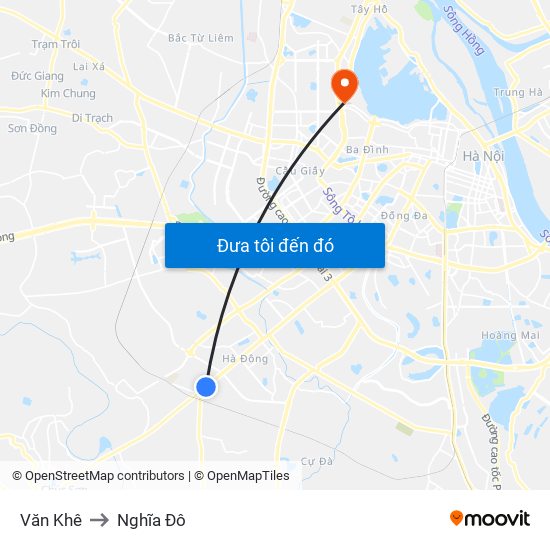 Văn Khê to Nghĩa Đô map