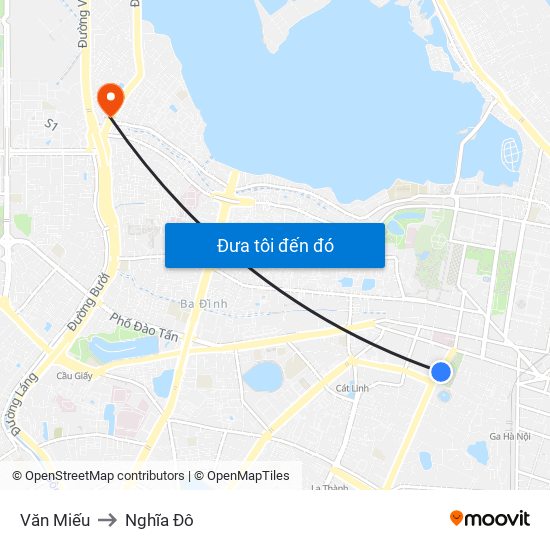 Văn Miếu to Nghĩa Đô map