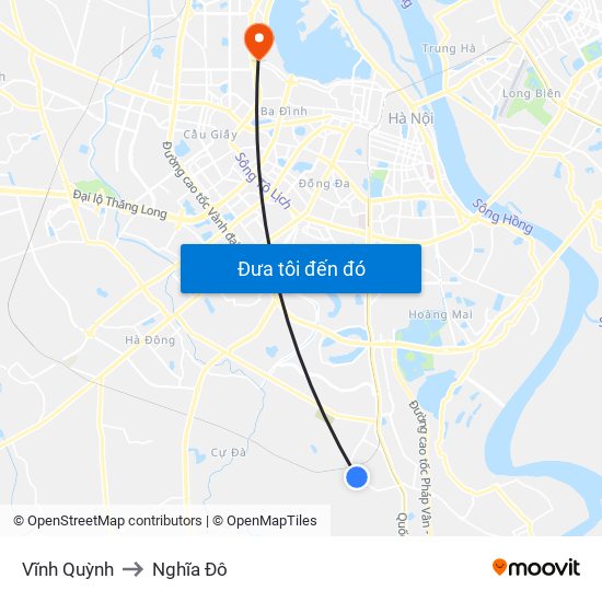 Vĩnh Quỳnh to Nghĩa Đô map