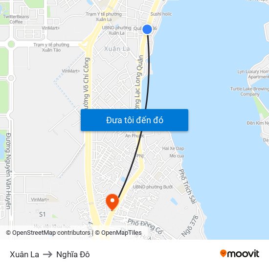 Xuân La to Nghĩa Đô map