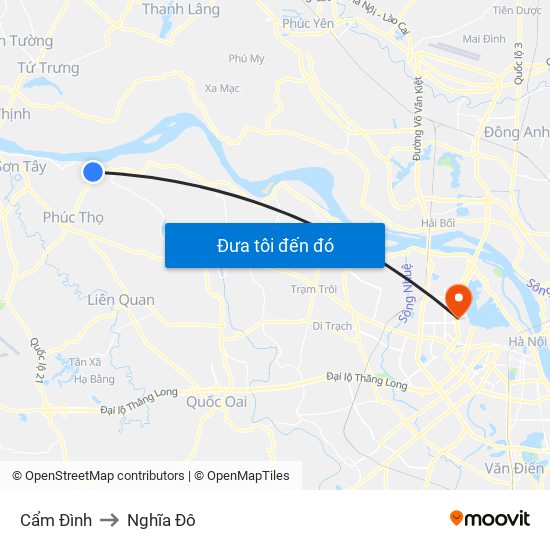 Cẩm Đình to Nghĩa Đô map