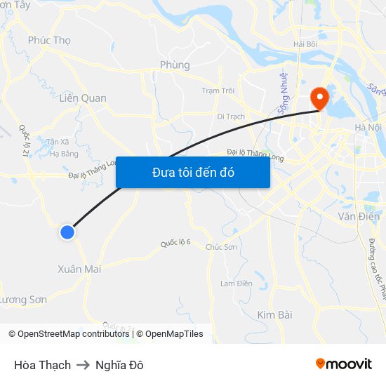 Hòa Thạch to Nghĩa Đô map