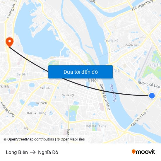 Long Biên to Nghĩa Đô map