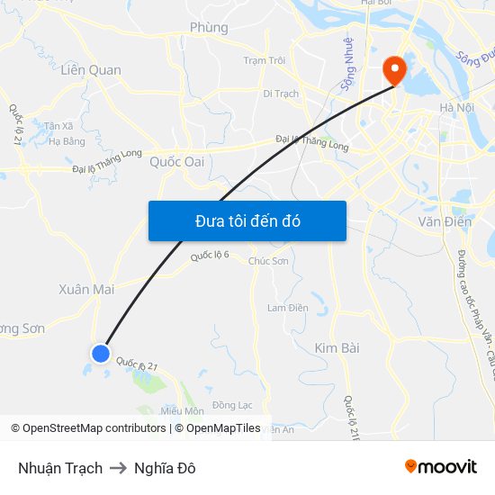 Nhuận Trạch to Nghĩa Đô map