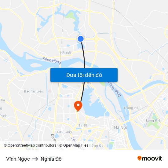 Vĩnh Ngọc to Nghĩa Đô map