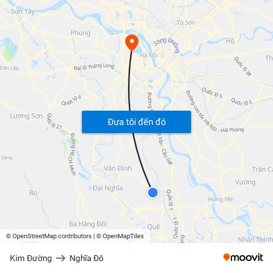 Kim Đường to Nghĩa Đô map