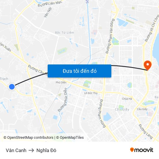 Vân Canh to Nghĩa Đô map