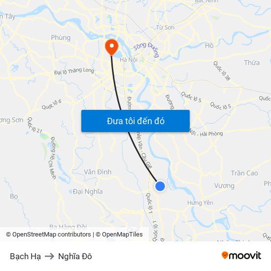 Bạch Hạ to Nghĩa Đô map