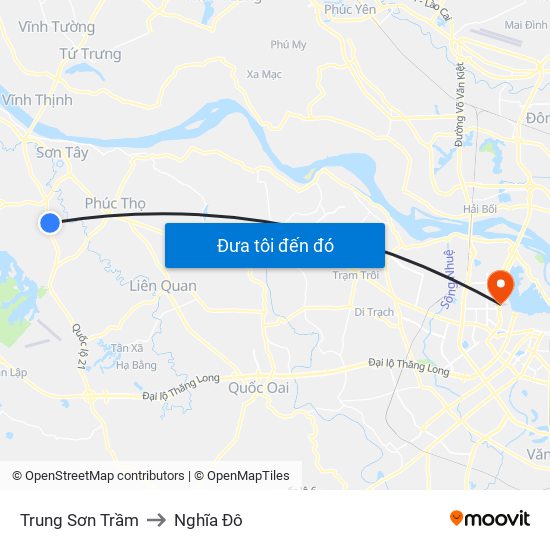 Trung Sơn Trầm to Nghĩa Đô map
