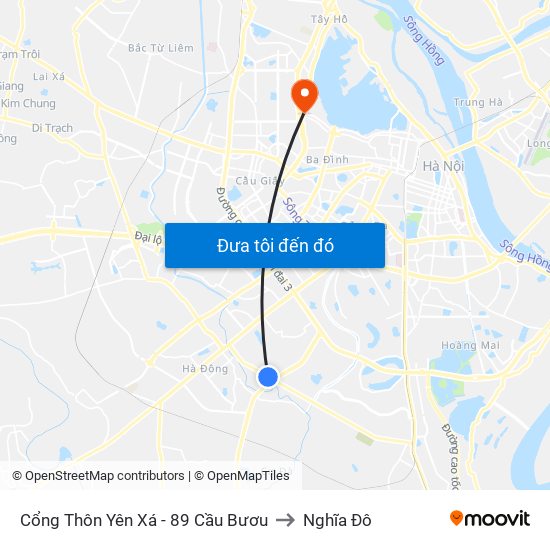 Cổng Thôn Yên Xá - 89 Cầu Bươu to Nghĩa Đô map