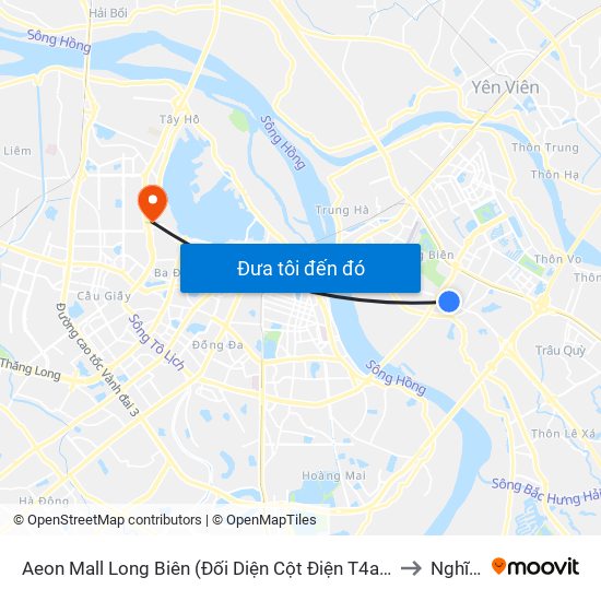 Aeon Mall Long Biên (Đối Diện Cột Điện T4a/2a-B Đường Cổ Linh) to Nghĩa Đô map