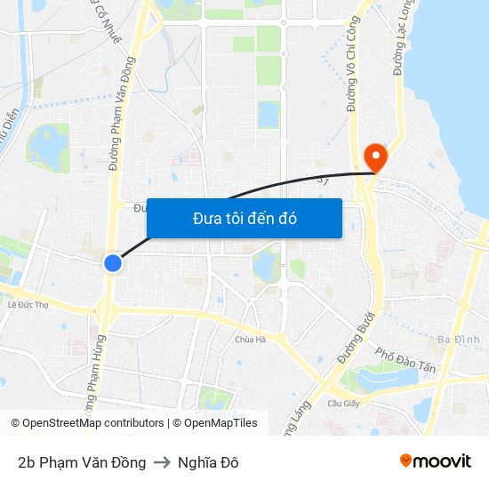 2b Phạm Văn Đồng to Nghĩa Đô map