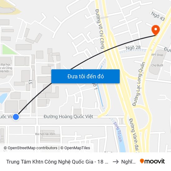 Trung Tâm Khtn Công Nghệ Quốc Gia - 18 Hoàng Quốc Việt to Nghĩa Đô map