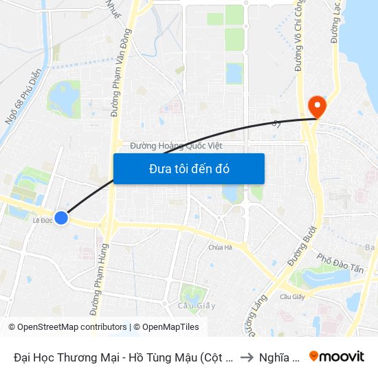 Đại Học Thương Mại - Hồ Tùng Mậu (Cột Sau) to Nghĩa Đô map