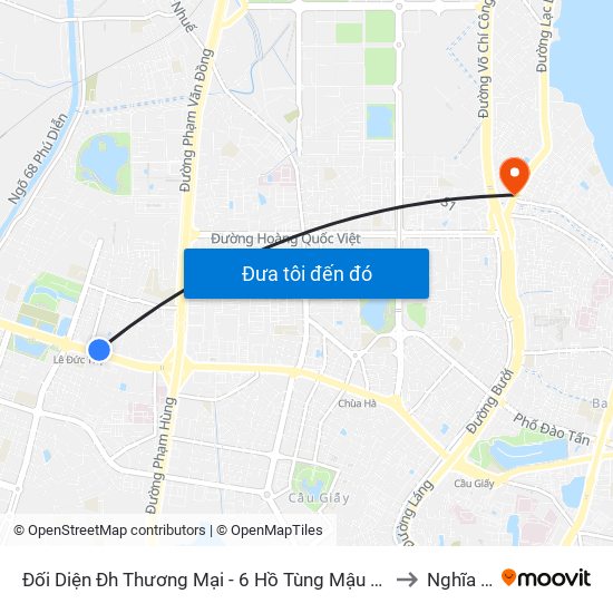Đối Diện Đh Thương Mại - 6 Hồ Tùng Mậu (Cột Sau) to Nghĩa Đô map
