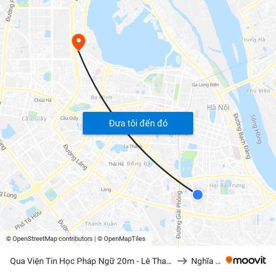 Qua Viện Tin Học Pháp Ngữ 20m - Lê Thanh Nghị to Nghĩa Đô map