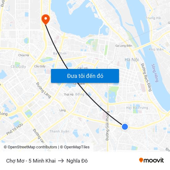 Chợ Mơ - 5 Minh Khai to Nghĩa Đô map
