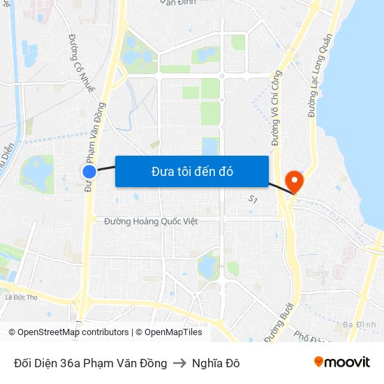 Đối Diện 36a Phạm Văn Đồng to Nghĩa Đô map