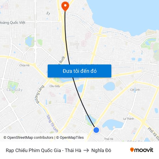 Rạp Chiếu Phim Quốc Gia - Thái Hà to Nghĩa Đô map