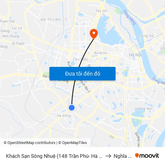 Khách Sạn Sông Nhuệ (148 Trần Phú- Hà Đông) to Nghĩa Đô map