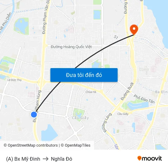 (A) Bx Mỹ Đình to Nghĩa Đô map