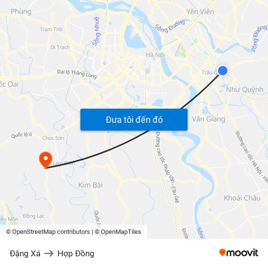 Đặng Xá to Hợp Đồng map