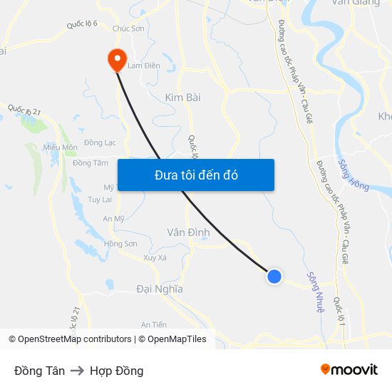 Đồng Tân to Hợp Đồng map