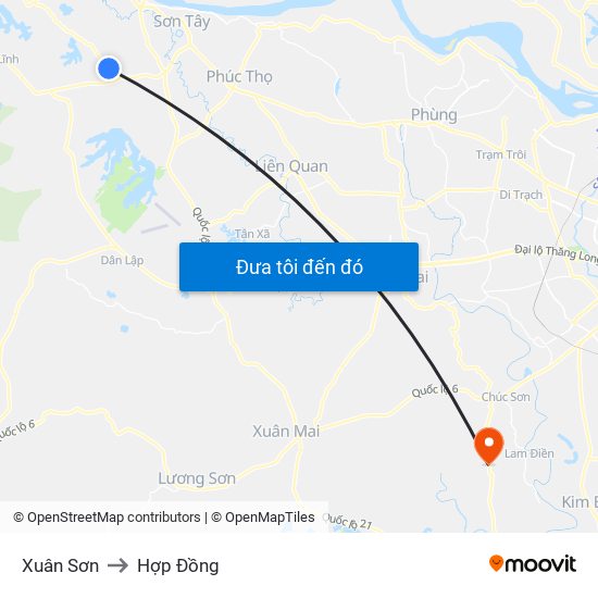 Xuân Sơn to Hợp Đồng map