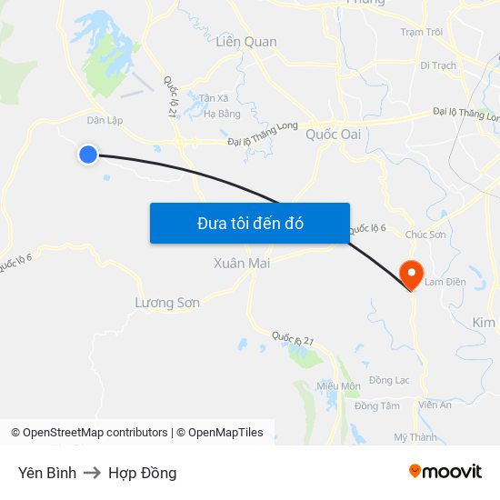 Yên Bình to Hợp Đồng map