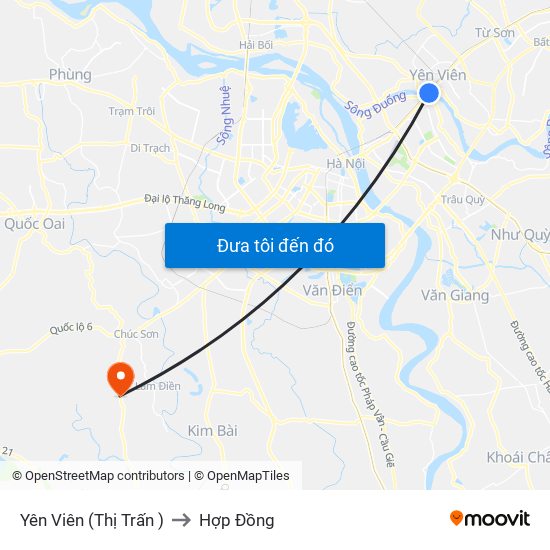Yên Viên (Thị Trấn ) to Hợp Đồng map