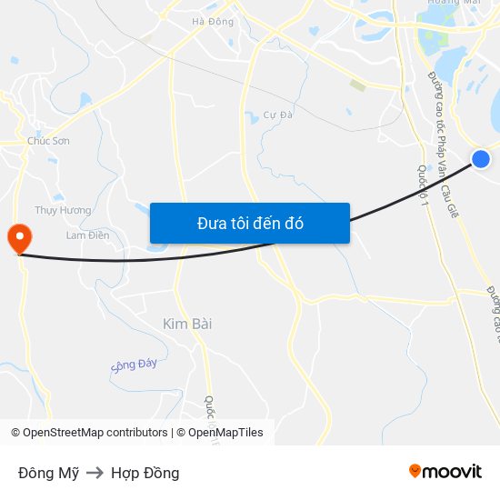 Đông Mỹ to Hợp Đồng map