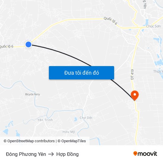 Đông Phương Yên to Hợp Đồng map