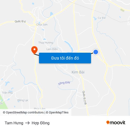 Tam Hưng to Hợp Đồng map