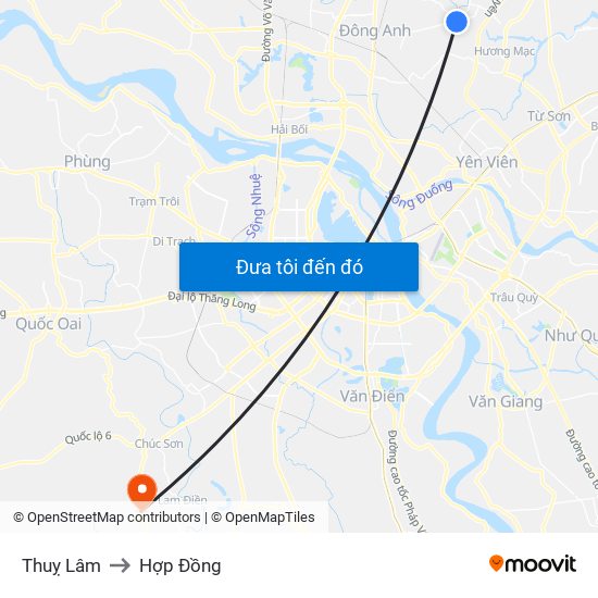 Thuỵ Lâm to Hợp Đồng map