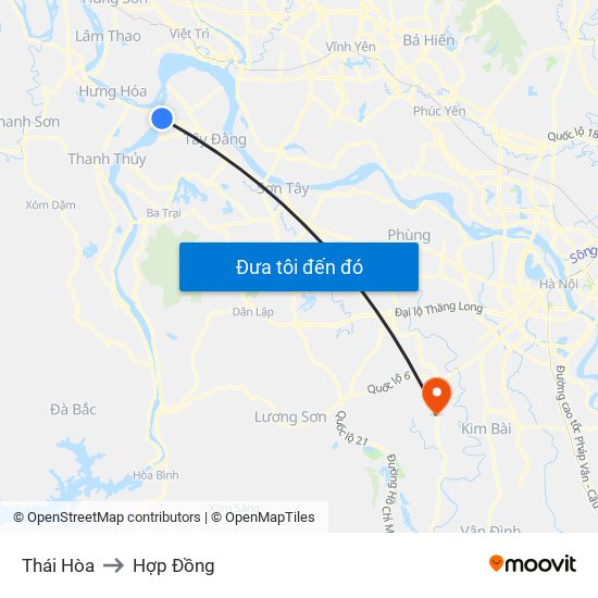 Thái Hòa to Hợp Đồng map