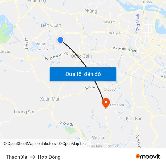 Thạch Xá to Hợp Đồng map