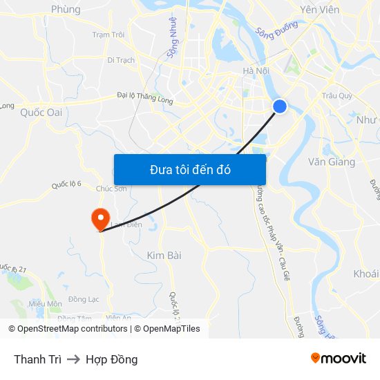 Thanh Trì to Hợp Đồng map