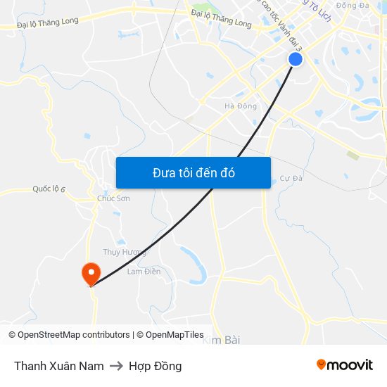 Thanh Xuân Nam to Hợp Đồng map