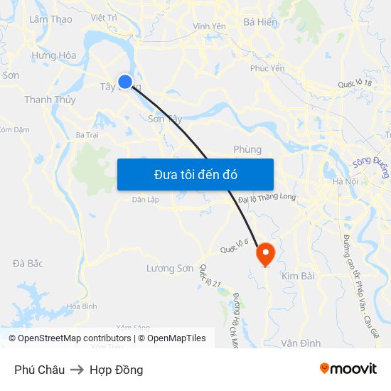Phú Châu to Hợp Đồng map