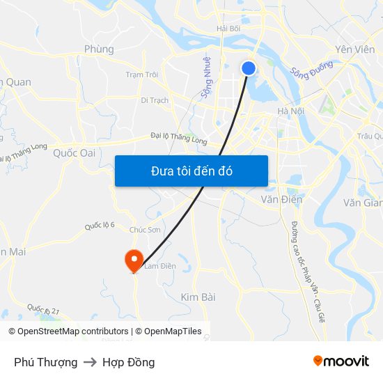 Phú Thượng to Hợp Đồng map