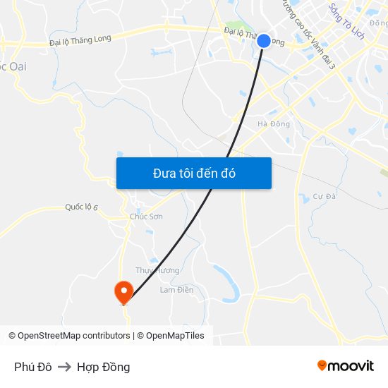 Phú Đô to Hợp Đồng map
