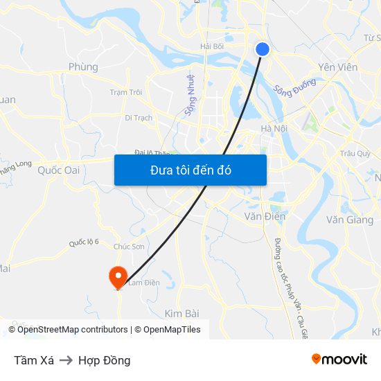 Tầm Xá to Hợp Đồng map