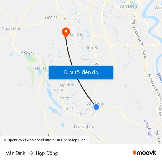Vân Đình to Hợp Đồng map
