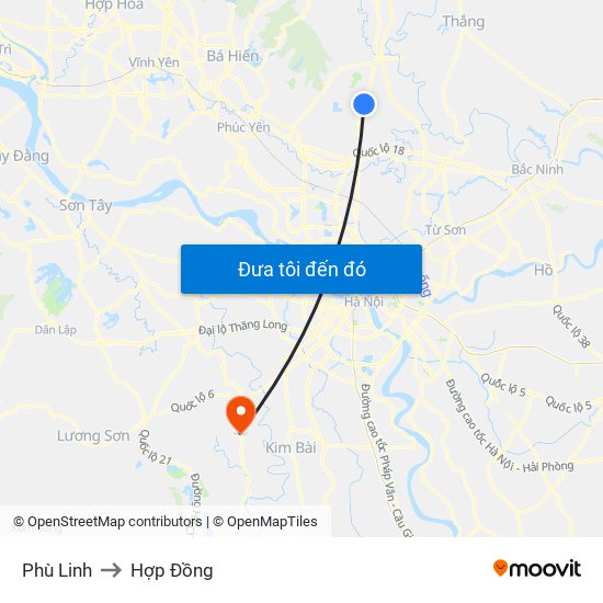 Phù Linh to Hợp Đồng map