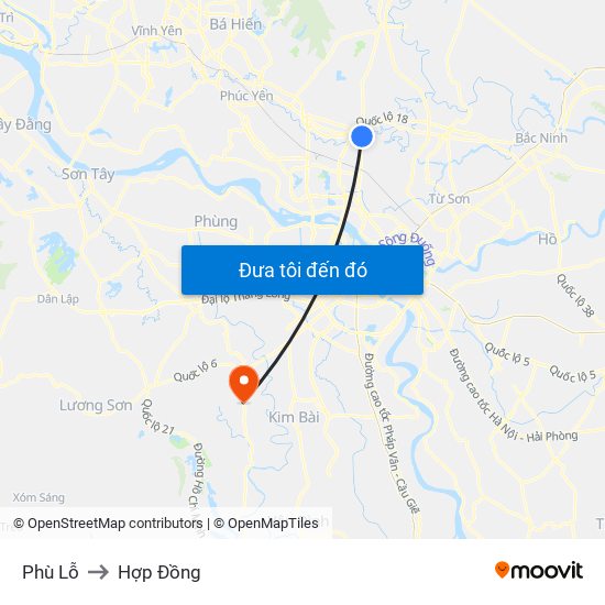 Phù Lỗ to Hợp Đồng map