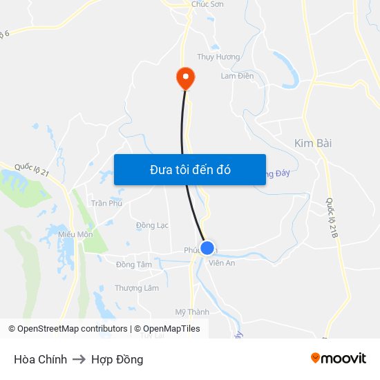 Hòa Chính to Hợp Đồng map